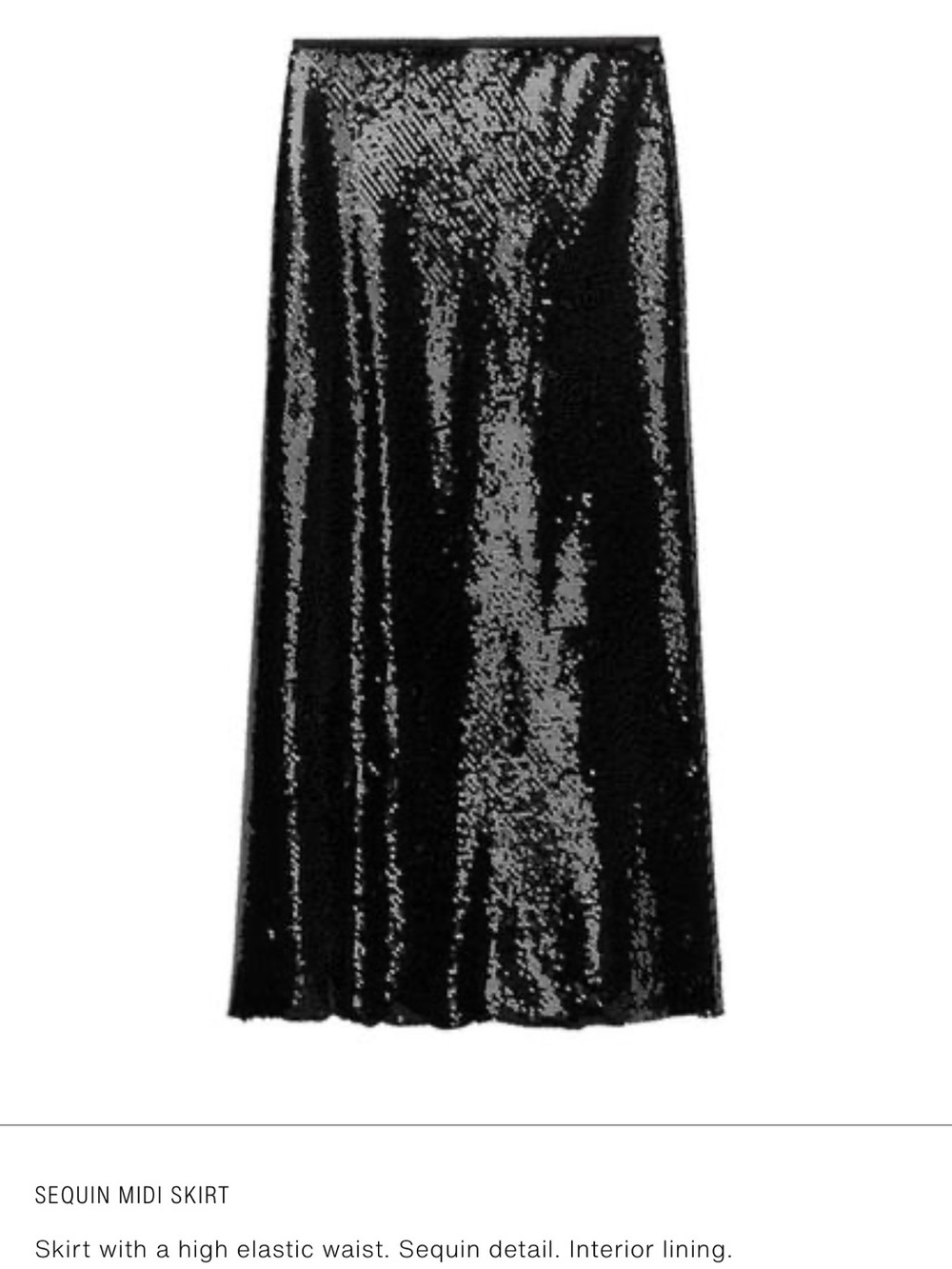 ZARA Black Sequin Midi Skirt Size XS
